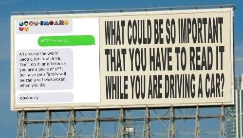 Distracting Anti-Texting Billboard Causes Crash